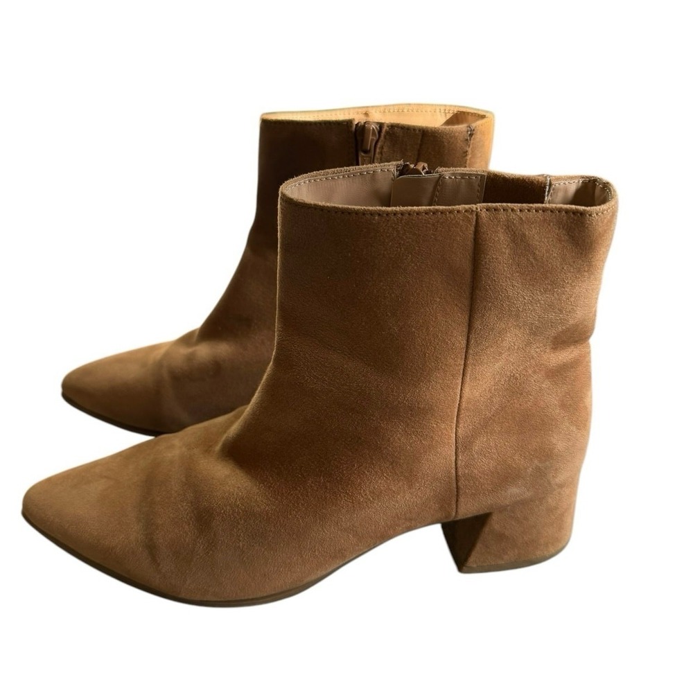 Target 10 Brown Ankle Boots Women's Faux Suede Pointed Toe Block Heel